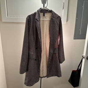 checkered NWOT mid length coat